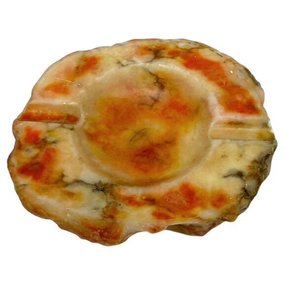 Vintage Orange Alabaster Ashtray / Cigar Rest Made in Italy 1970s ABF Tobacciana - Picture 7 of 9